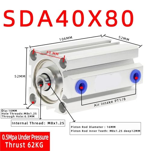 Vérin compact SDA40 alésage 40mm idéal pour espaces restreints - 3