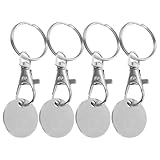 KJHBV Llavero para Carrito de Compras de Acero Inoxidable Plata, Diseño Antirrobo y Fácil de Llevar, Pack de 4 Piezas para Uso Diario y Accesorios Prácticos