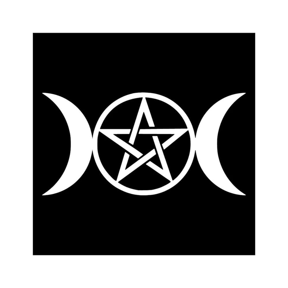 Car Stickers Vinyl Decal Triple Moon Goddess Wicca Pentacle Motorcycle Decorative Accessories(White)