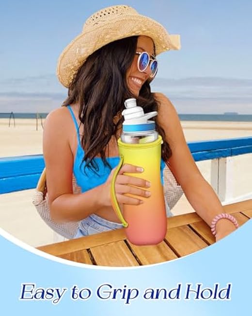 Water Bottle Sleeve for Cirkul 22 oz - 2 Pack Bottles Cover Holder Carrier Bag with Side Handle