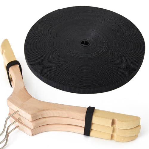 Image of Tangyinrd Double-Sided Hook and Loop Straps, Black Hook and Loop Roll Double-Sided Strips, Self-Gripping Straps for Home, Office, Data Center, Organizing DIY and More (3 /4in x 36ft)