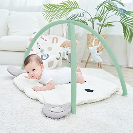 UniNewborn Tapete de juego para bebé, adorable tapete de gimnasio para recién nacidos con muñecas de animales, tapete de juego de desarrollo