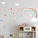 ANHUIB Stickers Muraux Arc-en-ciel Colorée,Sticker Mural Papillons Chambre D'enfant/Bébé,Autocollants Mural Enfants Aquarelle, Amovible Autocollant Muraux Arc-en-ciel pour Chambre de Filles Décoration