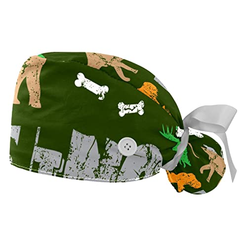 Chapeaux bouffants dinosaures JDEZ : lot de 2 casquettes de travail ajustables mixtes