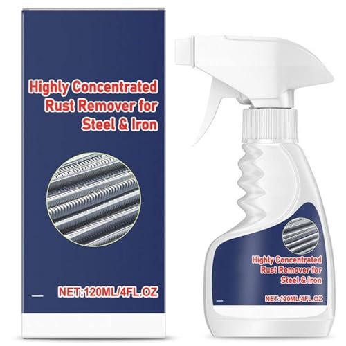 Dissolvant de rouille en métal très concentré pour métal, 120 ml en acier inoxydable, spray anti-rouille multifonctionnel, élimine efficacement la rouille de diverses surfaces métalliques