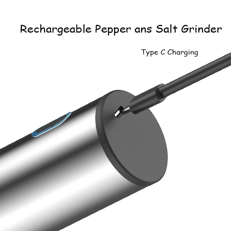 Image of Konquer TimeS Automatic Electric Pepper Grinder with Light, Gravity Sensor Salt & Pepper Mill, Adjustable Coarseness, One-Hand Operation, Stainless Steel Design, Battery Powered Spice Grinder