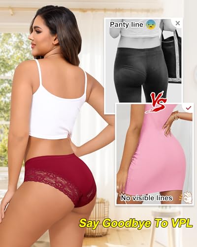 LEVAO Cotton Underwear for Women Lace Cheeky Bikini Panties Stretch Ladies Soft Hipster Briefs 6 Pack S-XXL - Image 5