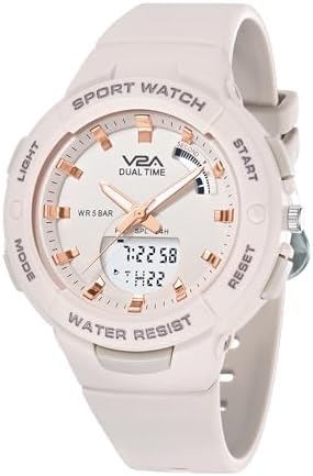 V2A Analog Digital Waterproof Fashion Sports Watch with Backlight Alarm Stopwatch for Women and Girls