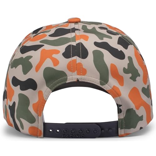 Pacific Headwear Duck Camo 5-Panel Trucker Cap, Blaze Camo, OS