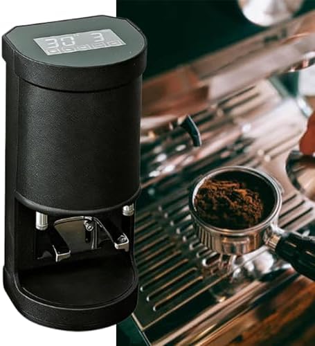 Commercial Coffee Grinder with 58mm Auto Tamper, 64mm Flat Burr, Anti-Flying Grounds Outlet, Smart Buttons - Ideal for Cafés & Espresso Lovers, Sleek Black Design