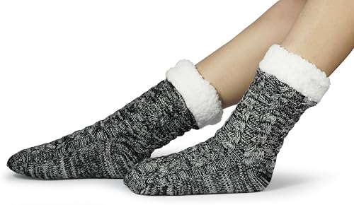 Image of BenSorts Women Winter Thick Slipper Socks with Grippers Non Slip Warm Fuzzy Socks Christmas Gifts