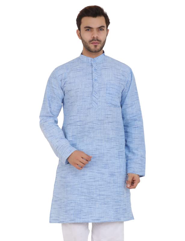 Image of LatestPlus Men's Solid Cotton Blend Ethnic Wear Regular Full Sleeve Kurta