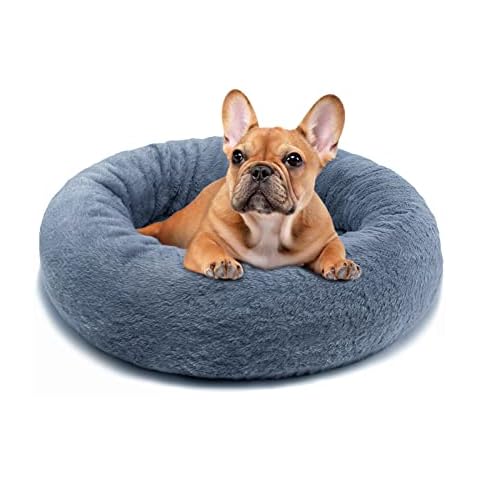 SPUNKYJUNKY Removable & Washable Round Donut Cat and Dog Cushion Bed Short Faux Rabbit Fur for Indoor Cat or Small Dogs, Original Calming Fluffy Pet Bed (20"/25"/30") Cover