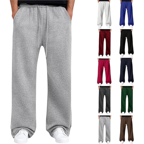 Baggy Sweatpants Men Plus Size Wide Leg Drawstring Waist Sweat Pants Big and Tall Barrel Lightweight Trousers Fall