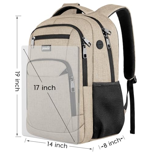 Image of Paude Backpack School,Backpack Laptop Bookbag for Teens 17.3 Inch College Backpack for University Business Work Travel, Beige
