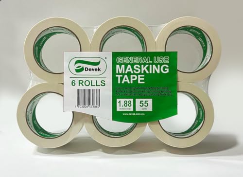 Image of DEVEK Masking Tape, 1.88 inches x 55 Yards, Set of 6, for Painting, Crafting, DIY Projects, Clean Lines, Easy Removal, No Residue