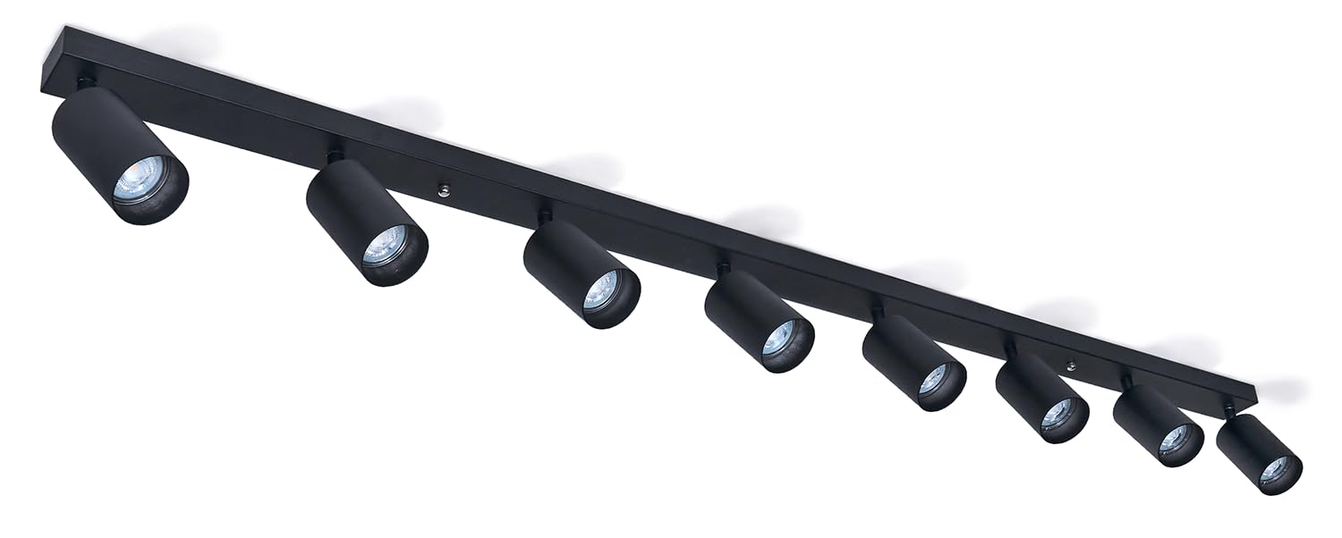 Anbauleuchte Viki - Aufbauleuchte Wand und Decke - Aufbaustrahler GU10 - Aufbauleuchte Strahler Lampe x8 - Deckenstrahler aus Metall - Schwarz, 1400 x 164 x 60 mm