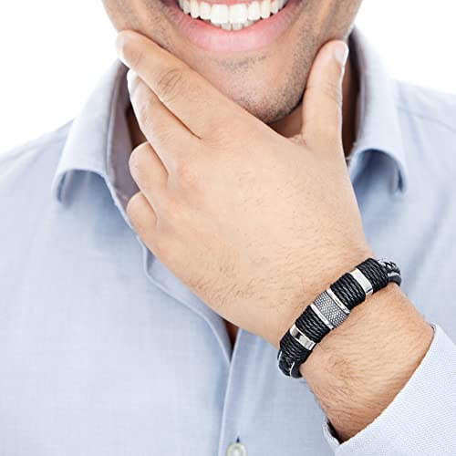 Image of SERASAR Premium Leather Bracelet Men | Stainless Steel Magnetic Clasp | Three Colors | Jewelry Box Included