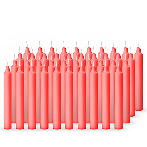 Image of AuraDecor Pack of 50 Stick Candles || Especially Meant for Healing, Chakras, Ritual Candles, Decoration, Lighting, Home Decor || Burning Time 3 to 4 Hours Each (Red), Paraffin Wax