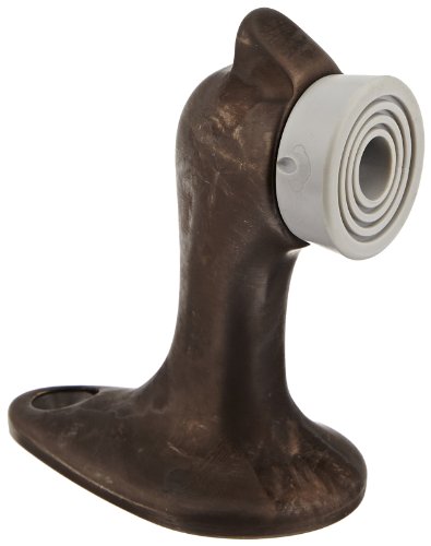 Rockwood 485.10B Bronze Door Stop with Keeper, #12 x 1-1/4" FH WS Fastener with Plastic Anchor, 1-5/8" Base Width x 2-5/8" Base Length, 3" Height, Satin Oxidized Oil Rubbed Finish