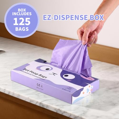 Image of 125 Pack Large Dog Poop Bags for A&H Swivel Bin Pooper Scooper Purple