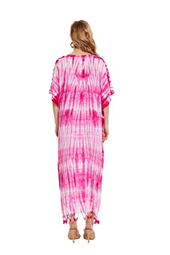 Image of Beautybatik Women Hippie Tie Dye Caftan Kaftan Loungewear Maxi Plus Size Long Dress XL to 4X