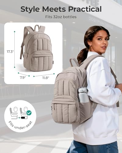 Image of BAGSMART College Laptop Backpack,Cute Travel Backpack for Women,Quilted Computer Bookbag