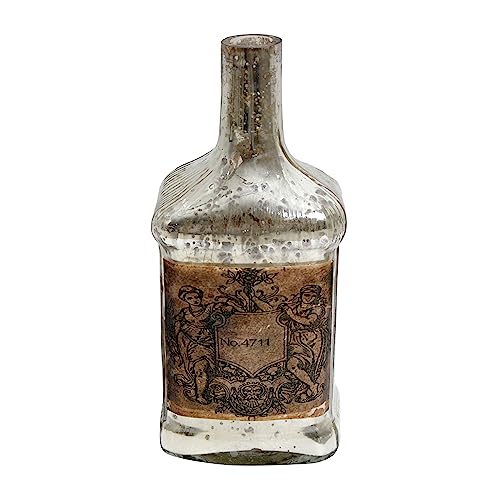 Image of Decor de Maison Handcrafted Antique Glass Legacy Decorative Bottle (Silver) | Vintage Table Decor Showpiece for Living Room, Office Desk, Centre Table & Dining Table | 9.5 Inch Height