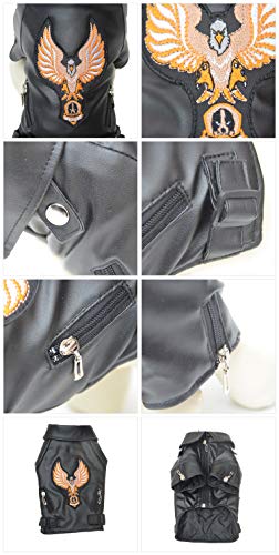 Lovelonglong Cool Dog Leather Jacket, Warm Coats Dogs Windproof Cold Weather Coats For Large Medium Small Dogs With Eagle Embroidery Black L-S #TOP2