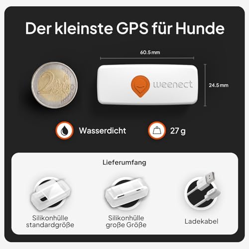 Weenect Hund XS – Mini GPS-Tracker für Hunde | Echtzeit-Tracking | Wasserdicht | Kleinstes Modell auf dem Markt | Funktioniert mit Abonnement