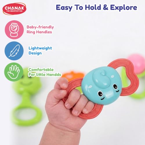 Image of Chanak Baby Rattle Set for Babies, 7 Pcs Colorful Baby Rattles Set Toy Combo, Lightweight, Non-Toxic, BPA Free New Born Rattles Gift Sets with Smooth Edges, Rattle Toys for Newborn, Infants 0-6 M