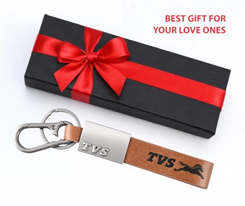 Image of Premium Keychain Compatible with TVS Bike Keys | Heavy Duty Metal Key Ring Holder | Stylish Durable Leather Key Holder | Bike Keychain For men