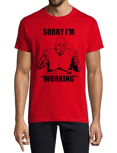 T-shirt coton rouge col rond avec slogan humoristique homme