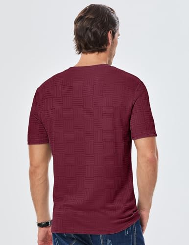Image of JMIERR Mens T-Shirt Casual Stretch Solid Crewneck Short Sleeve Tees Textured Shirts