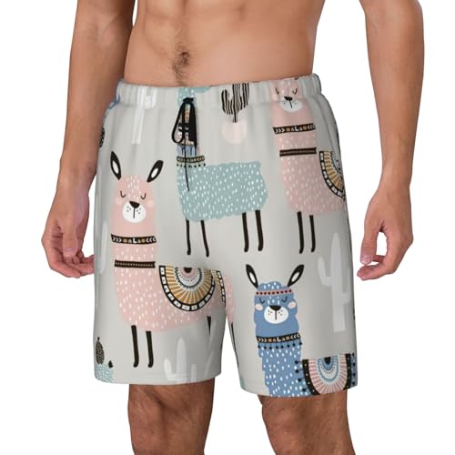 Llama Cactusshort Swim Trunks with Waist Rope and Two Side Pockets Beach Shorts Bathing Suits for Men2