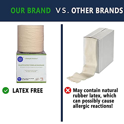 Compression Tubular Bandage Size H For Large Legs, Knees, Or Arms – Latex Free Stockinette Cotton Spandex – Fits Comfortably And Delicate To The Skin - Measures 6" (15 Cm) Wide - By Lifestyle Visions #TOP4
