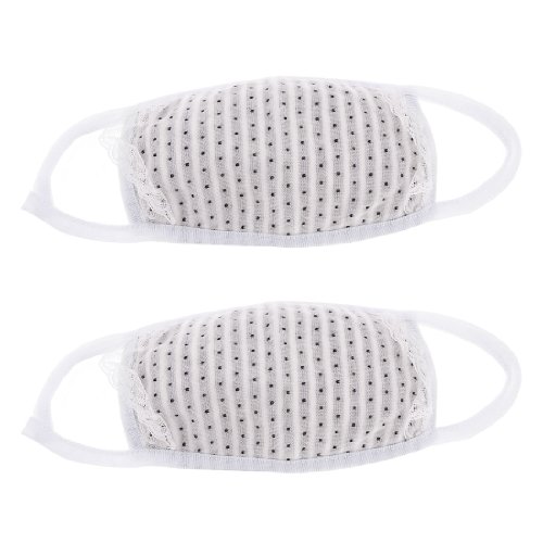 FOREVER YUNG 2 Pcs Dotted Elastic Straps Dust Proof Earloop Face Mask Black White