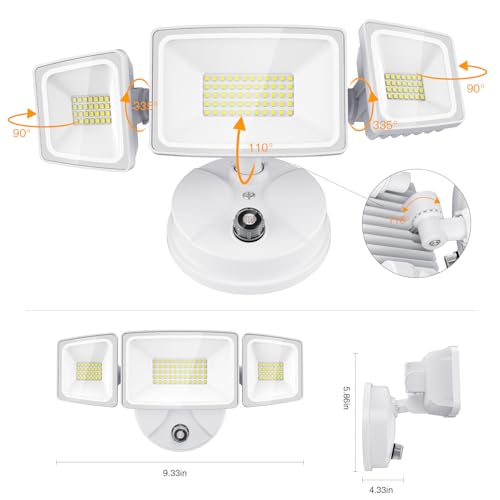 Onforu 80W LED Dusk to Dawn Flood Lights,8000LM White Exterior Security Outdoor Lighting,IP65 Waterproof Outdoor 3 Adjustable Heads Photocell Light Fixture,6500K Floodlight for Garage,Patio,Yard by Onforu - Image 7