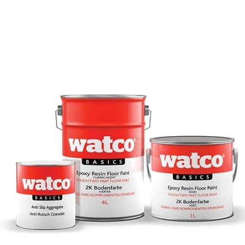 Watco Basics Anti-Slip Epoxy Resin Floor Paint - Covers approx. 6m² per litre - Ideal for Industrial environments and garages - Mix in aggregate for a durable, non-slip finish (2.5L, Mid Grey)