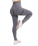Yaavii Damen Sport Leggings Lange Blickdicht Yoga Leggings Figurformende Sporthose Yogahose Fitnesshose mit Hohe Taille Bauchkontrolle Dunkelgrau S