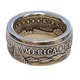 FLYYQMIAO US Morgan Coin Ring Silver Dollar Coin Design Ring United States National Emblem Engraved Signet Rings for Men Women One Dollar Coin Rings Fashion Jewelry (7#)