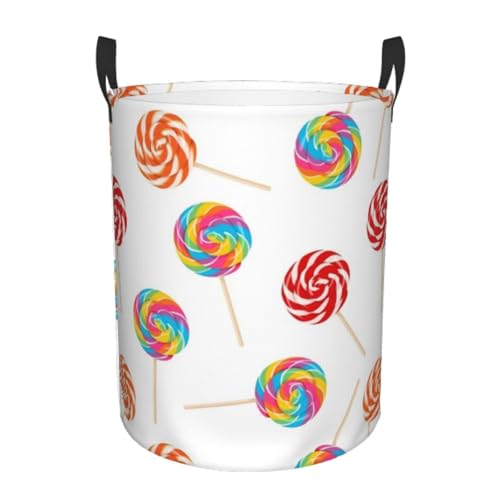 Cesto Para Guardar Ropa 60L, Patrón De Piruleta De Colores Organizador Plegable Grande Cesto Para La Colada, Para Dormitorios De Niños, Baño, Lavandería