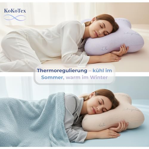 KoKoTex® Ergonomisches Nackenstützkissen – Premium Memory Foam Kopfkissen mit Abnehmbarem Bezug,...