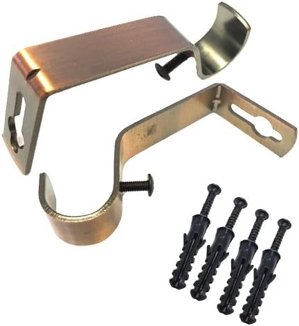 HomeElabador®Curtain Pole Rod Bracket Pipe Holder Heavy Duty Drapery Ring Hook Sturdy Metal Alloy 19mm Curtain Brackets (Copper)