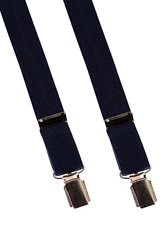 Olata Tirantes Finos Con Cierre De Clip Unisex Ajustables En Forma De X Con Clips Metálicos- 2.5 cm. Azul Oscuro