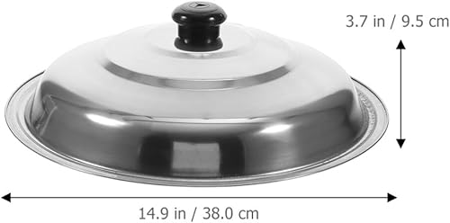 Miniatura 9 de Tapa de acero inoxidable para wok, tapas universales de sartén de 14 pulgadas, tapa de sartén de acero inoxidable, tapa de sartén de 14 pulgadas