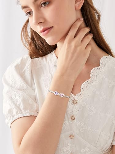 Custom4U Personalized Infinity Bracelets for Women Stack Birthstone Bracelet Engraved Name Open Cuff Bracelet Adjustable Mothers Day Valentines Birthday Jewelry Gifts for Women Mom Wife (Gift Box)2