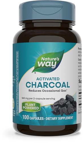Nature's Way Activated Charcoal, Binds Unwanted Materials and Gas in the Digestive Tract*, 560 mg per 2-Capsule Serving, 100 Capsules (Packaging May Vary) - 2 Pack