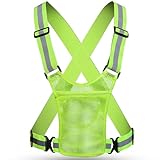XYUXWLG Reflective Vest, Reflective Running Gears High Visibility Safety Vest Adjustable Reflective Gear with Pocket for Night Walking, Jogging, Cycling