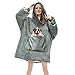 Produktbild RainRose Pullover Damen, Oversize Hoodie Damen Decke Sweatshirt , Geschenke für Frauen Decke mit ärmel, Weicher Warmer Kapuzenpullover Damen Einheitsgröße für Damen, HerrenGrau